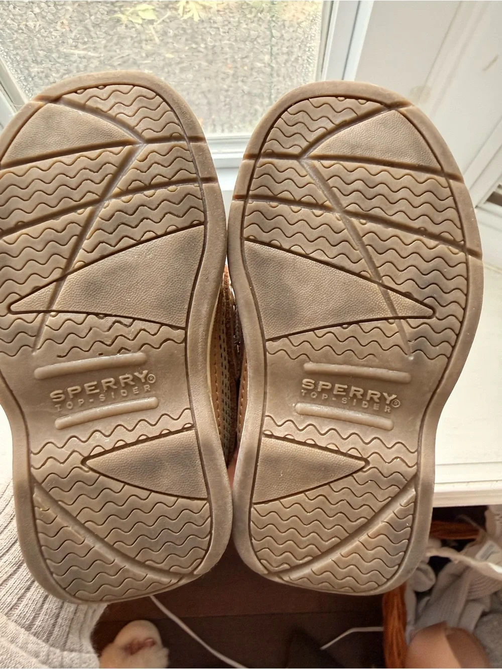 Sperry Tan Toddler Boat Shoes with Velcro